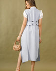 LAIA LIGHT BLUE LONG OVERCOAT SLEEVELESS.