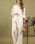 SILVIA SET LIGHT CREAM SHORT SHIRT & PANTS